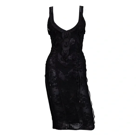 Dior Dresses Christian Dior 206 Sheer Lace Trimmed Corset Knit
